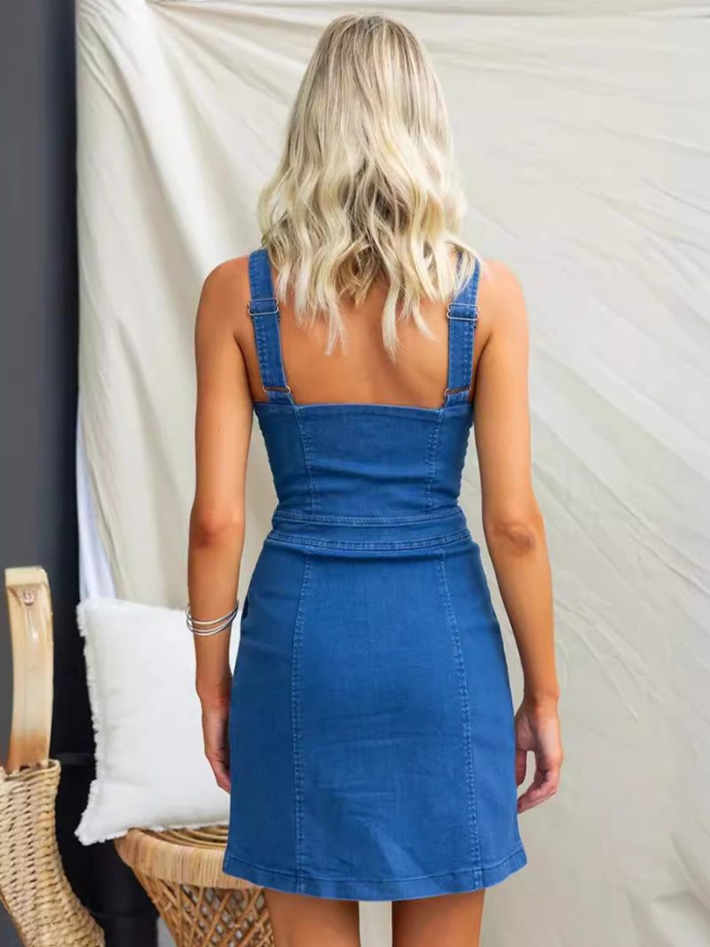 Naisten Bodycon Mekot Sininen U-aukkoinen Vetoketju Seksikäs Hihaton Lyijykynämekko - Sininen