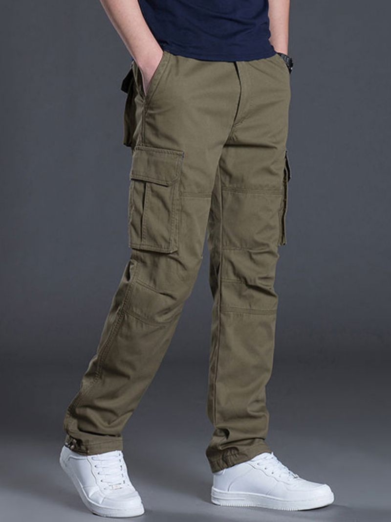 Miesten Housut Rento Luonnollinen Vyötärö Straight Cargo Pant Keltainen Vihreä - Keltainen Vihreä
