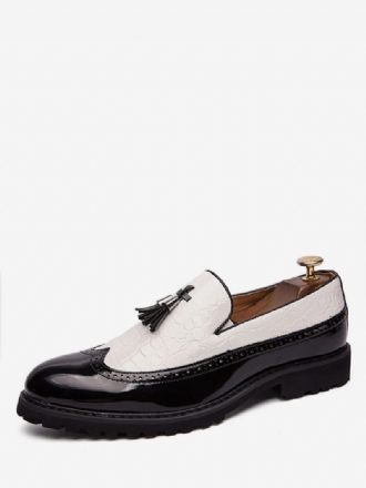 Miesten Mustavalkoiset Siipipäälliset Taseel-slip-on Juhlakengät