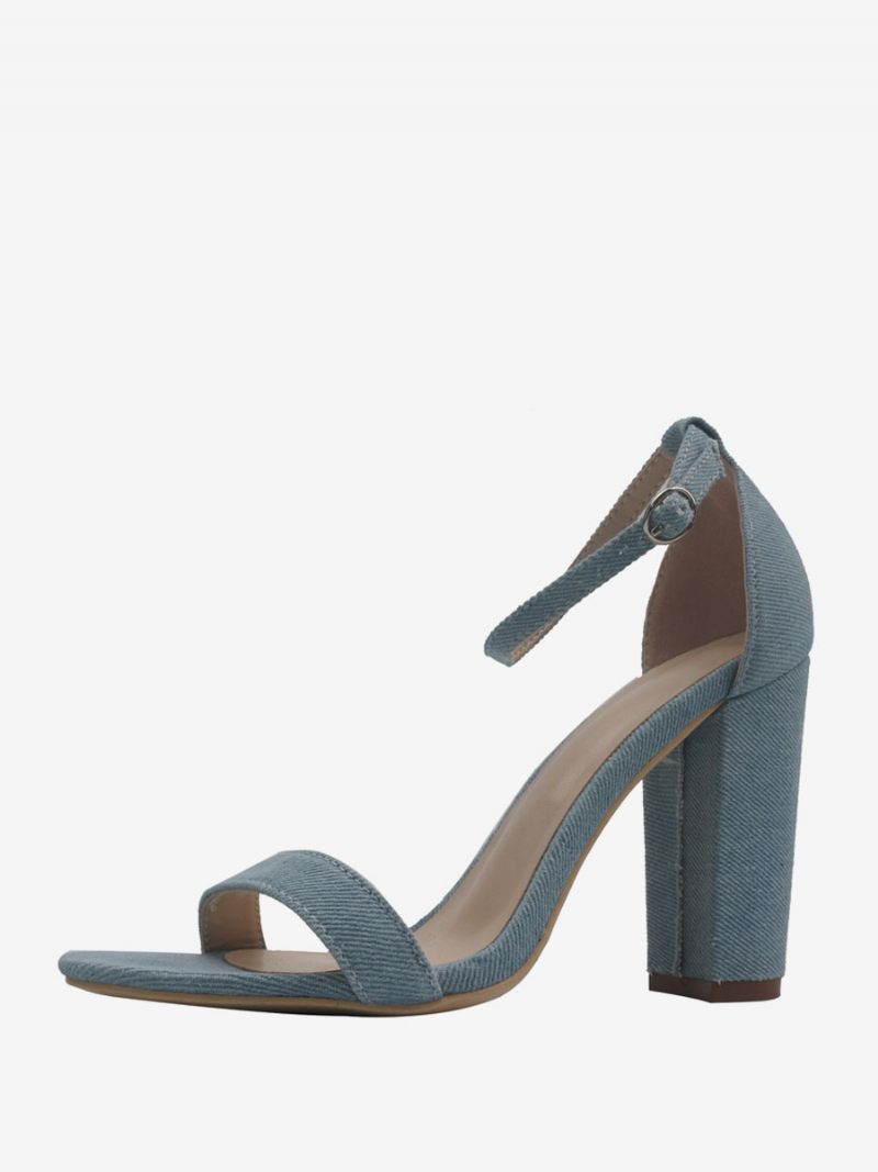 Naisten Korkokengät Demin Open Toe Chunky Heel Nilkkasandaalit
