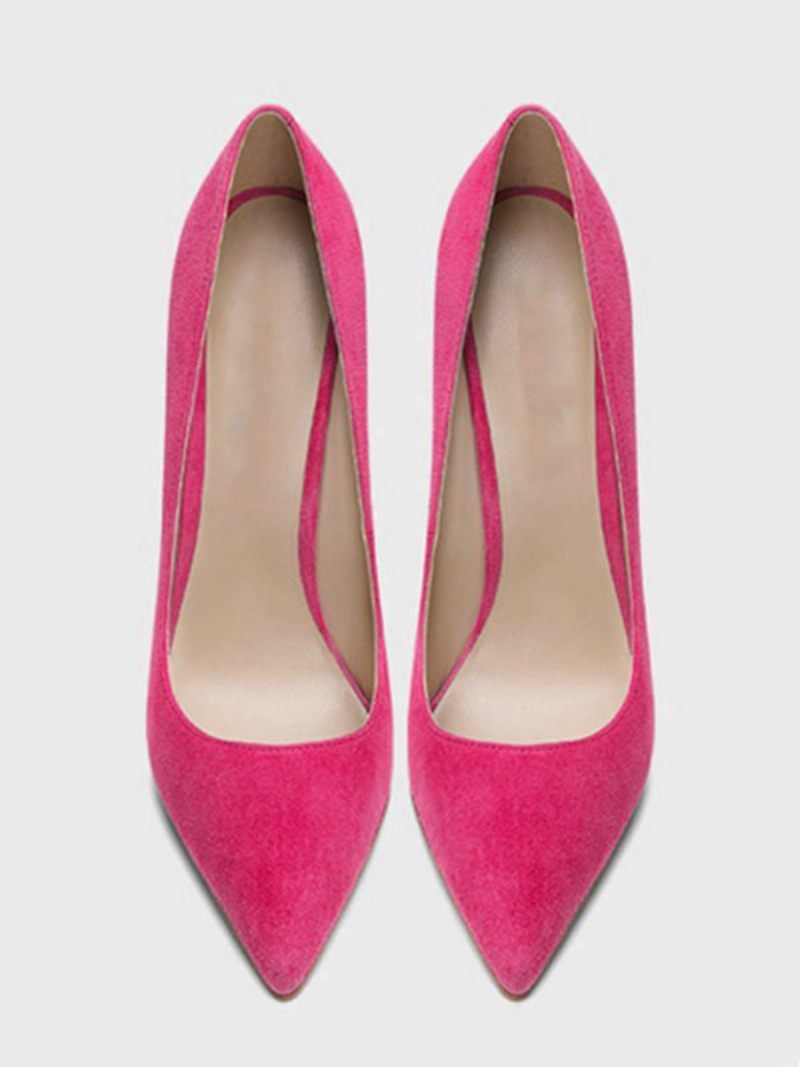 Naisten Teräväkärkinen Stiletto Prom Heel Pumps Faux Suede Nahka - Ruusu